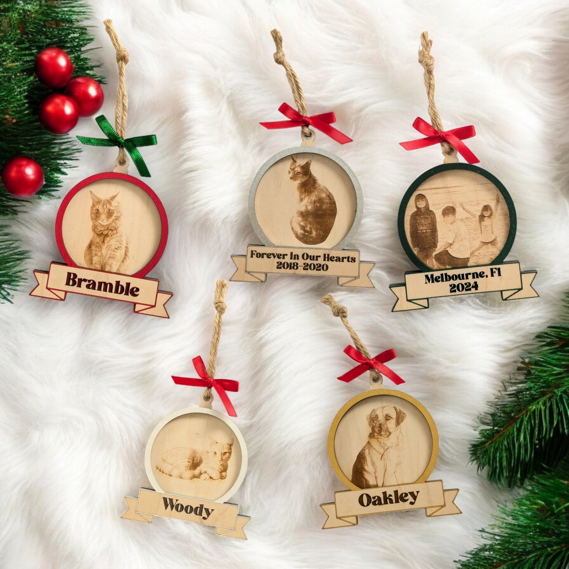 Custom Pet Memorial Photo Engraved Memory Ornament