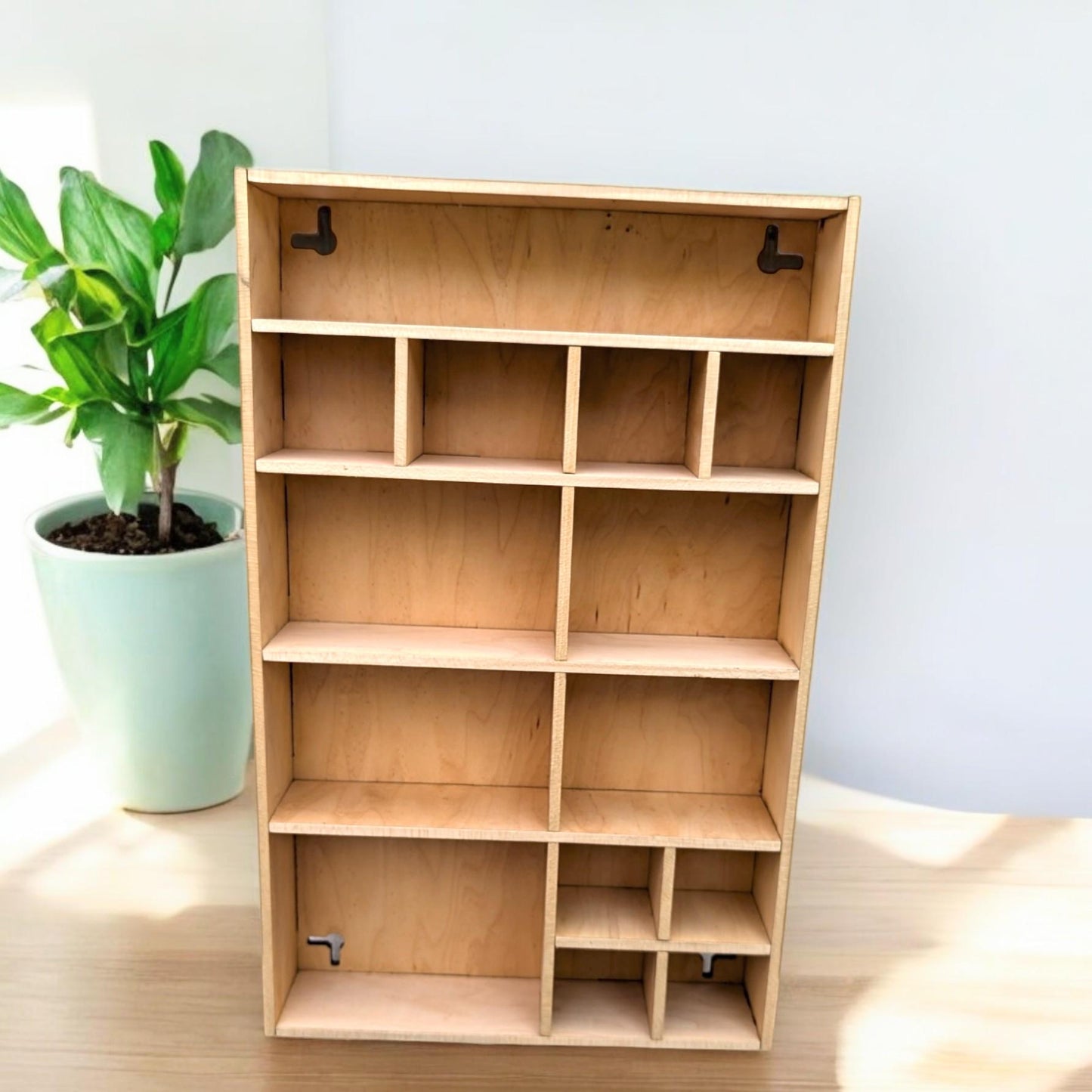 Multi Compartment Wooden Display Shelf - Crystal Display Shelf - Curio Cabinet- Knick Knack Display - Printer Tray -Figure Organizer Display