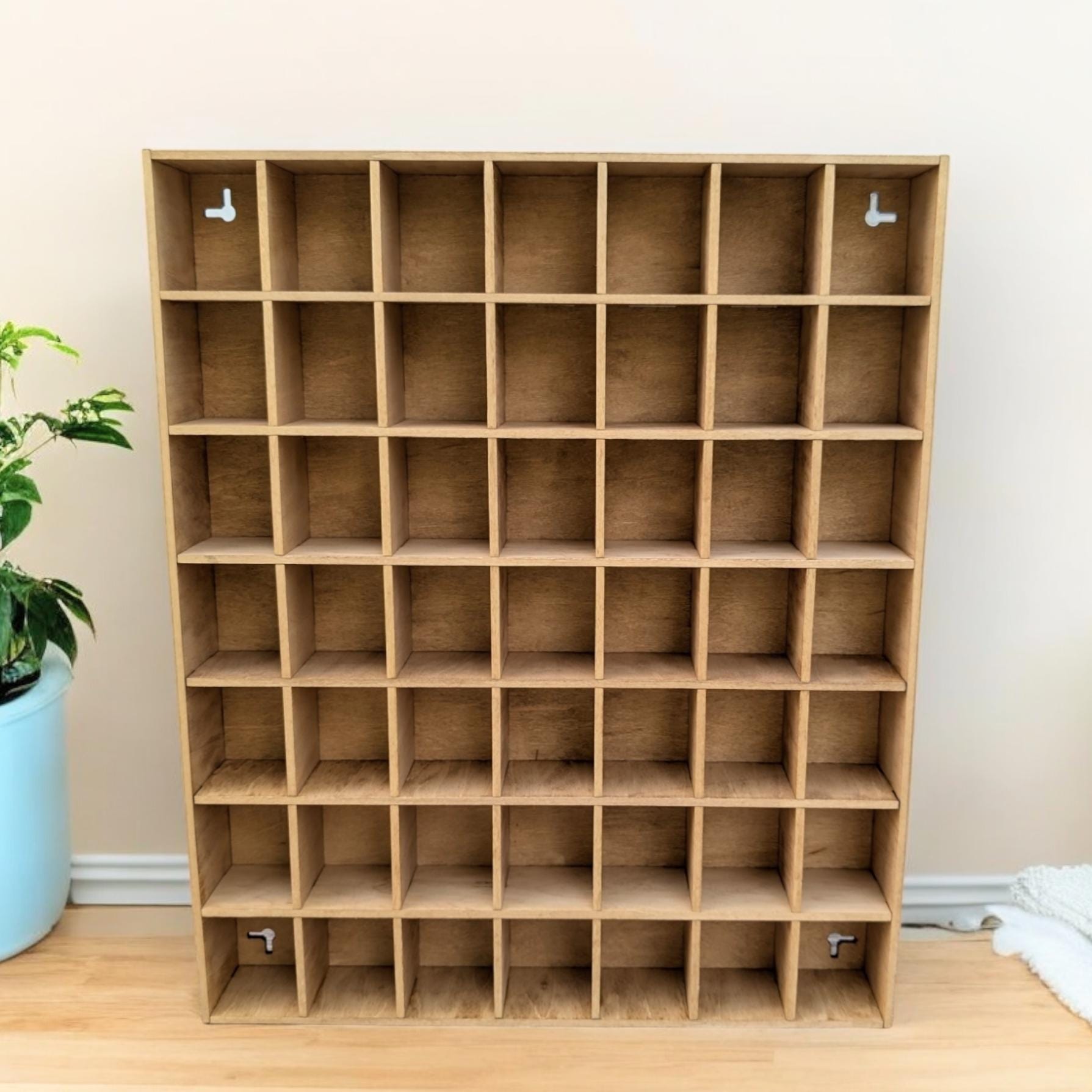 49 Compartment Wooden Display Shelf - Trinket Shelf - Curio Cabinet- Knick Knack Collection Display - Printer Tray -Figure Organizer Display