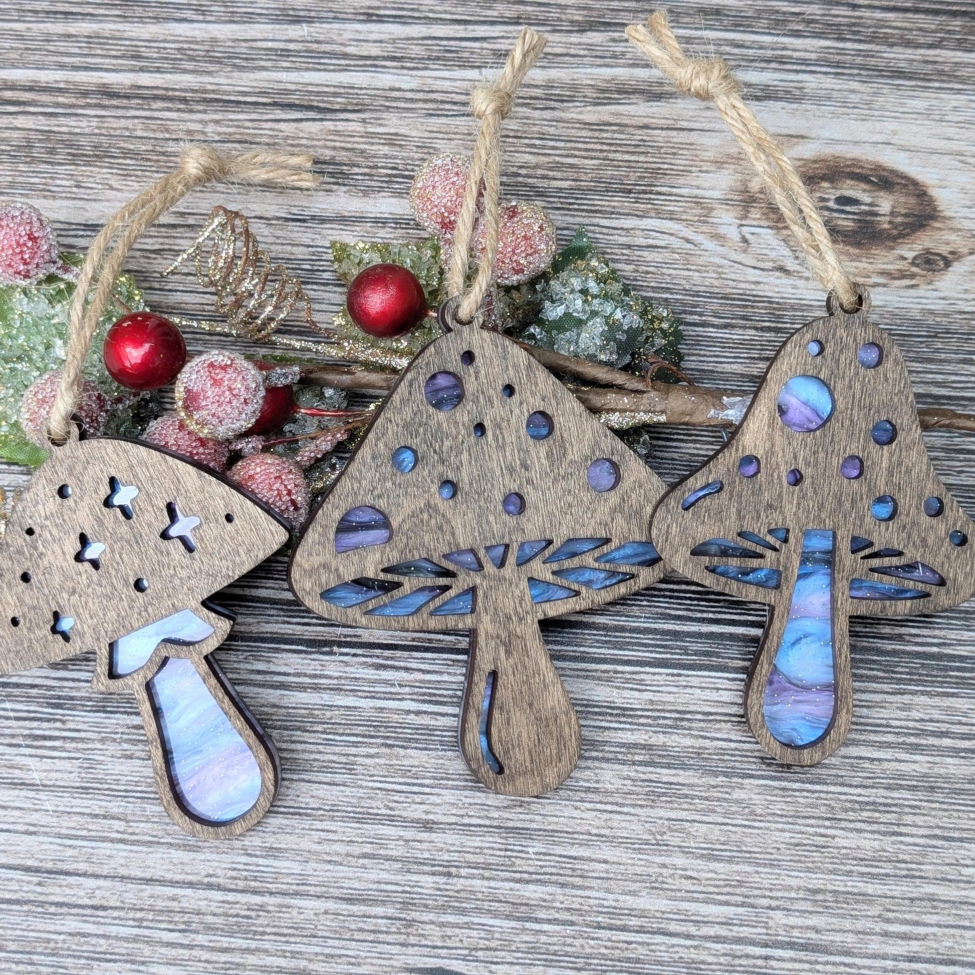 Set of 3 Mushroom Ornaments