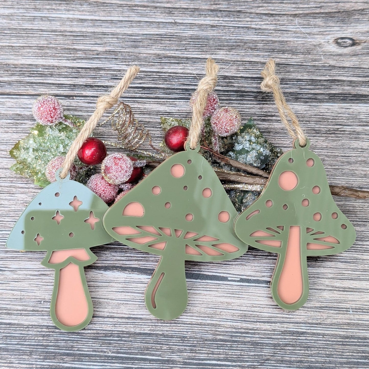Set of 3 Mushroom Ornaments