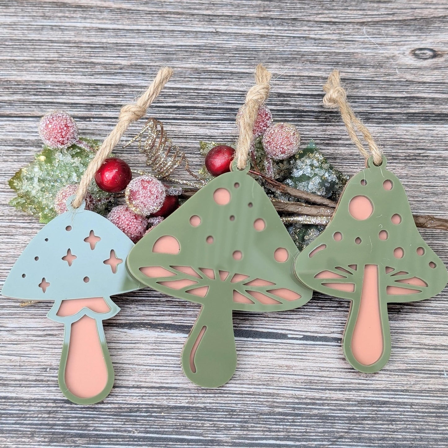 Set of 3 Mushroom Ornaments