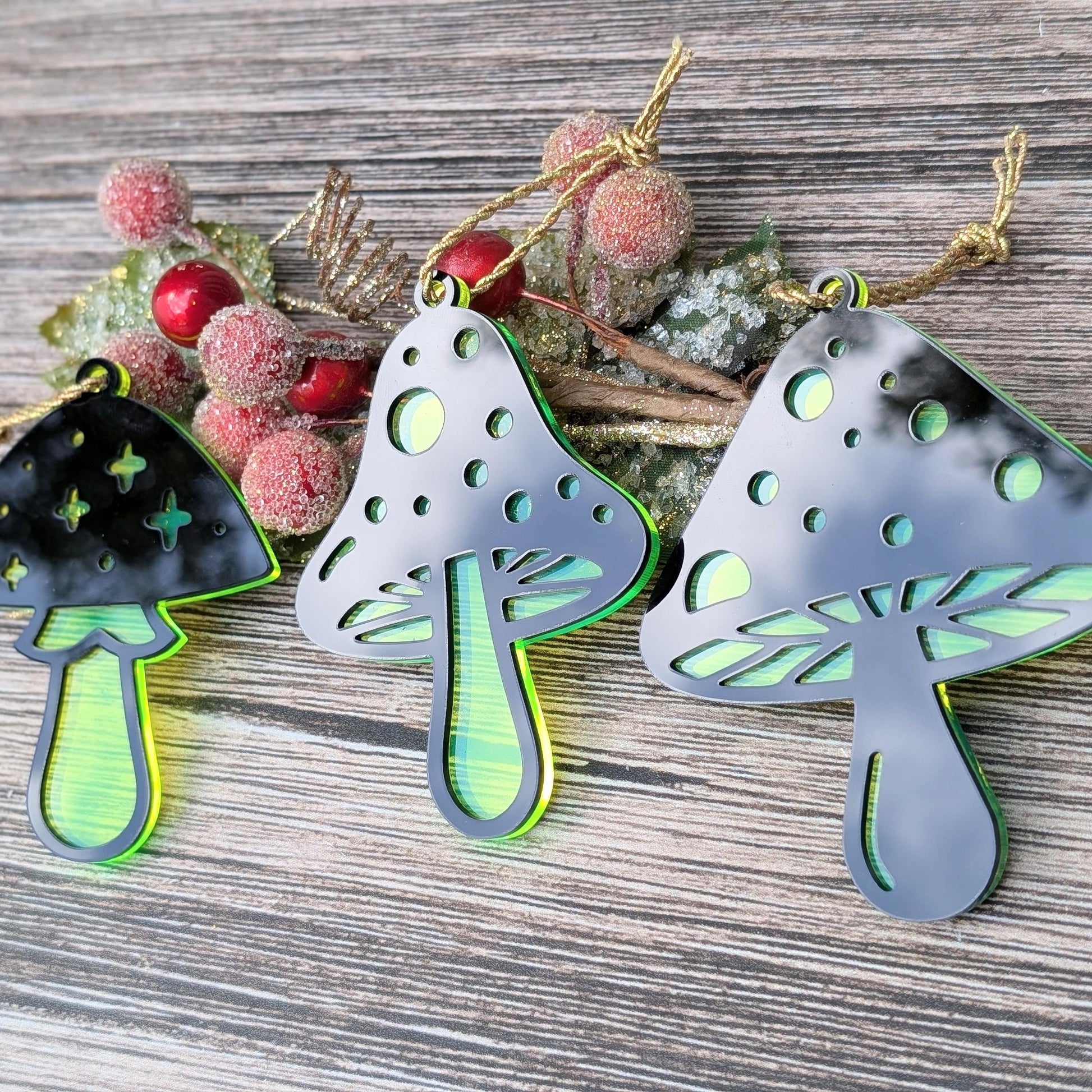 Set of 3 Mushroom Ornaments