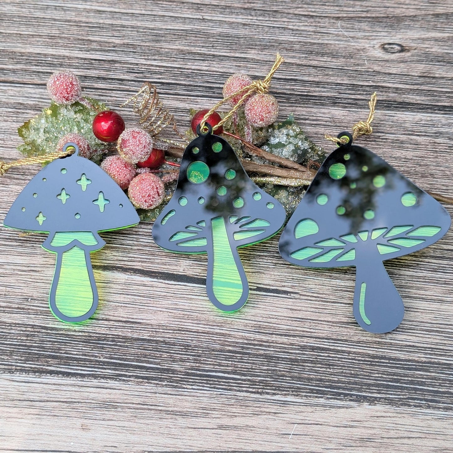Set of 3 Mushroom Ornaments