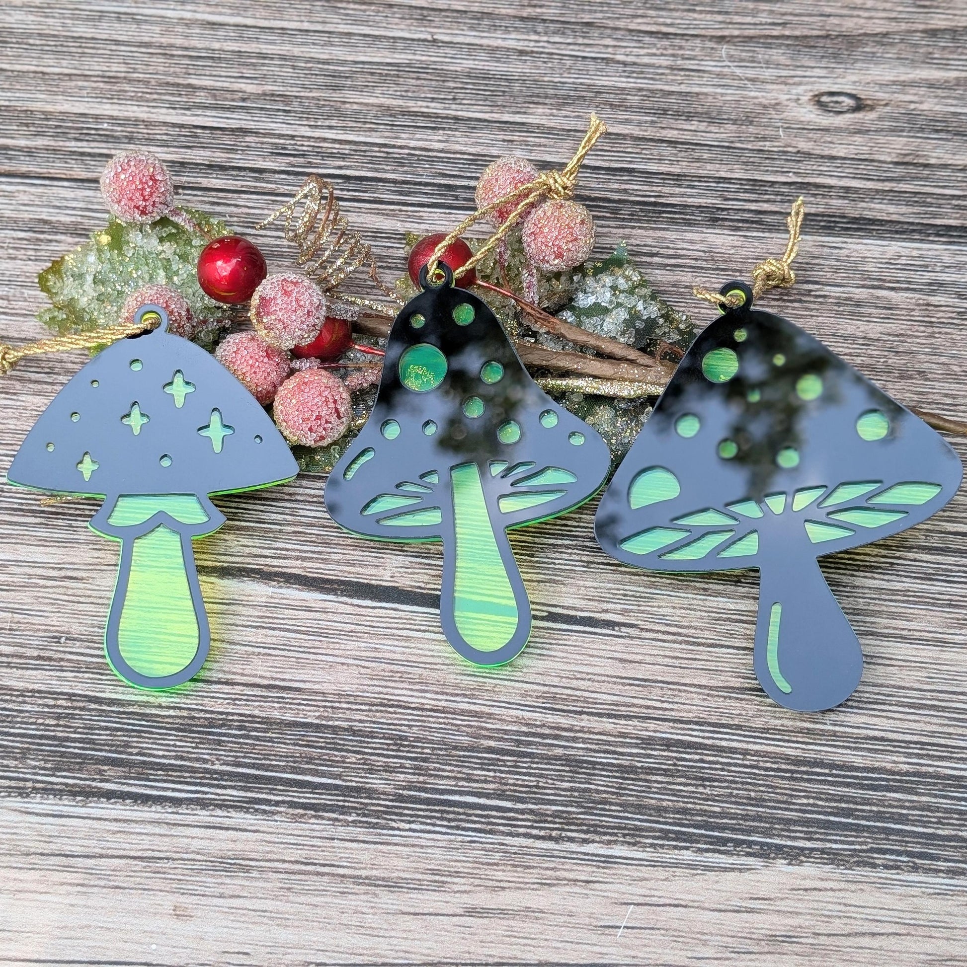 Set of 3 Mushroom Ornaments