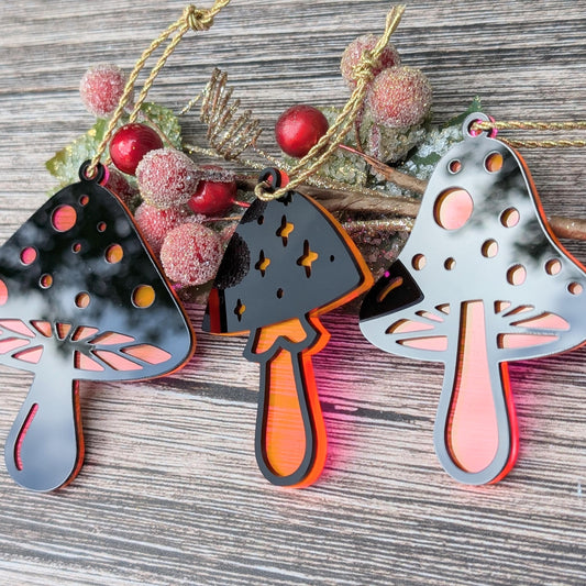 Set of 3 Mushroom Ornaments