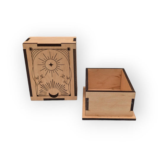 Custom Sun & Moon Wooden Display Box - Crystal Box- Curio Cabinet- Knick Knack Display - Printer Tray -Custom Organizer Display - Tarot Box