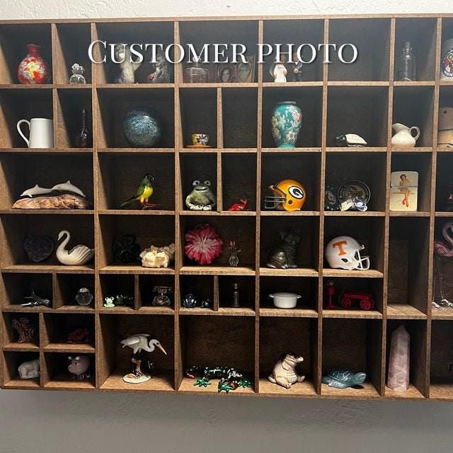 Shadow Box Wooden Display Shelf - Wall Cubby Shelf - Multiple Compartment Sizes - #2 - Trinket Shelf - Curio Cabinet