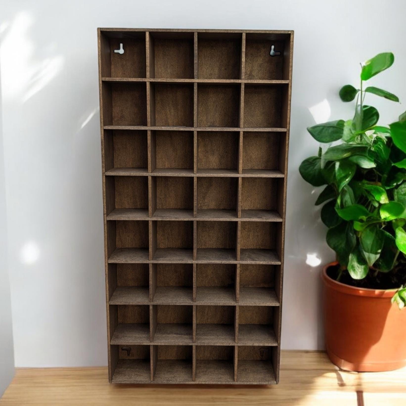 32 Compartment Wooden Display Shelf 3"x3"