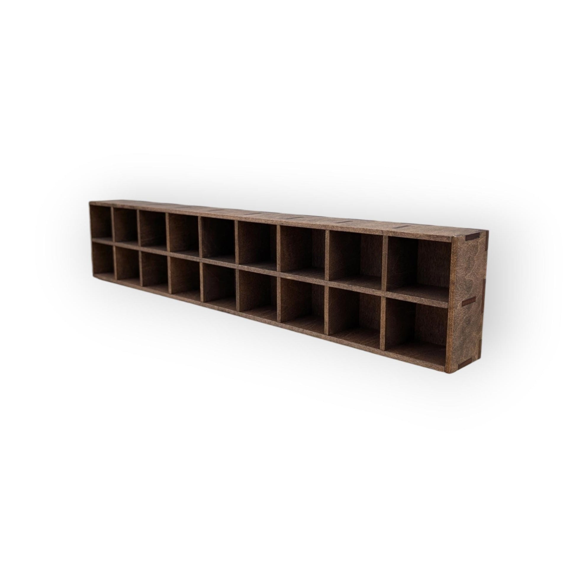 18 Compartment Wooden Display Shelf 5cm x 6cm