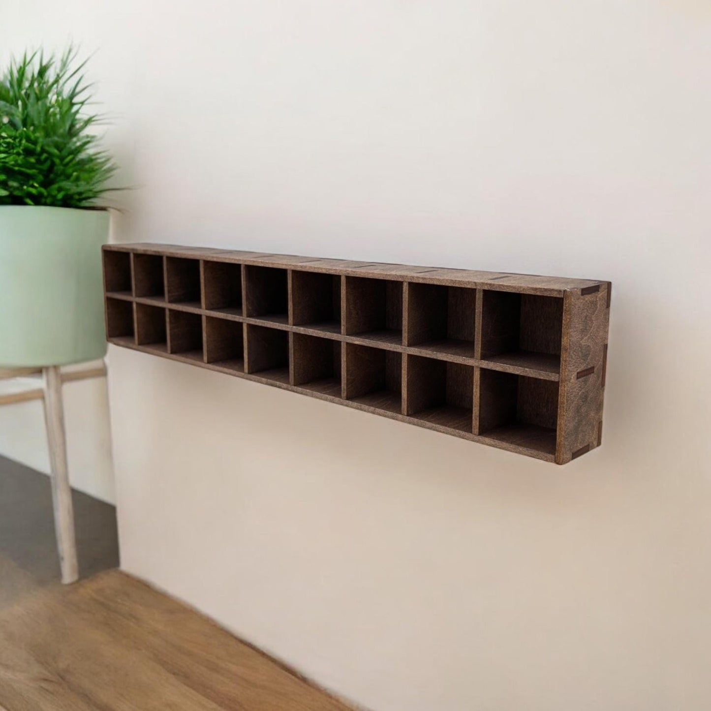 18 Compartment Wooden Display Shelf 5cm x 6cm