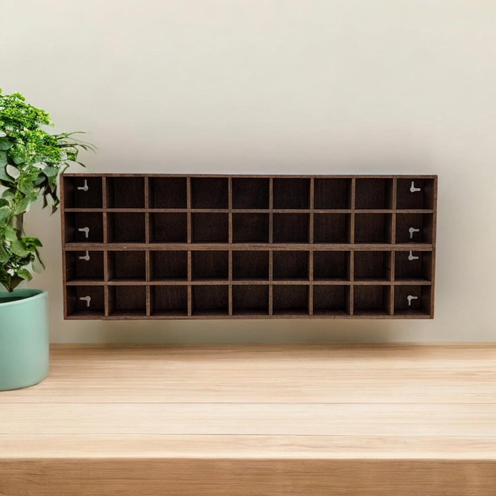 18 Compartment Wooden Display Shelf 5cm x 6cm