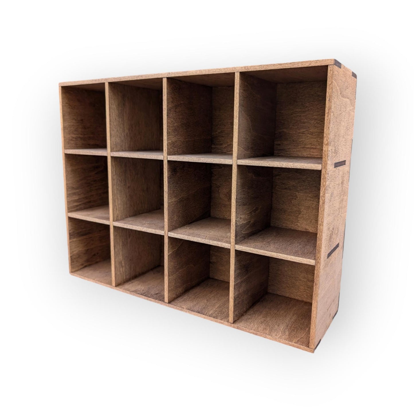 12 Compartment Wooden Display Shelf - 3.5x3.5 - Trinket Shelf - Curio Cabinet