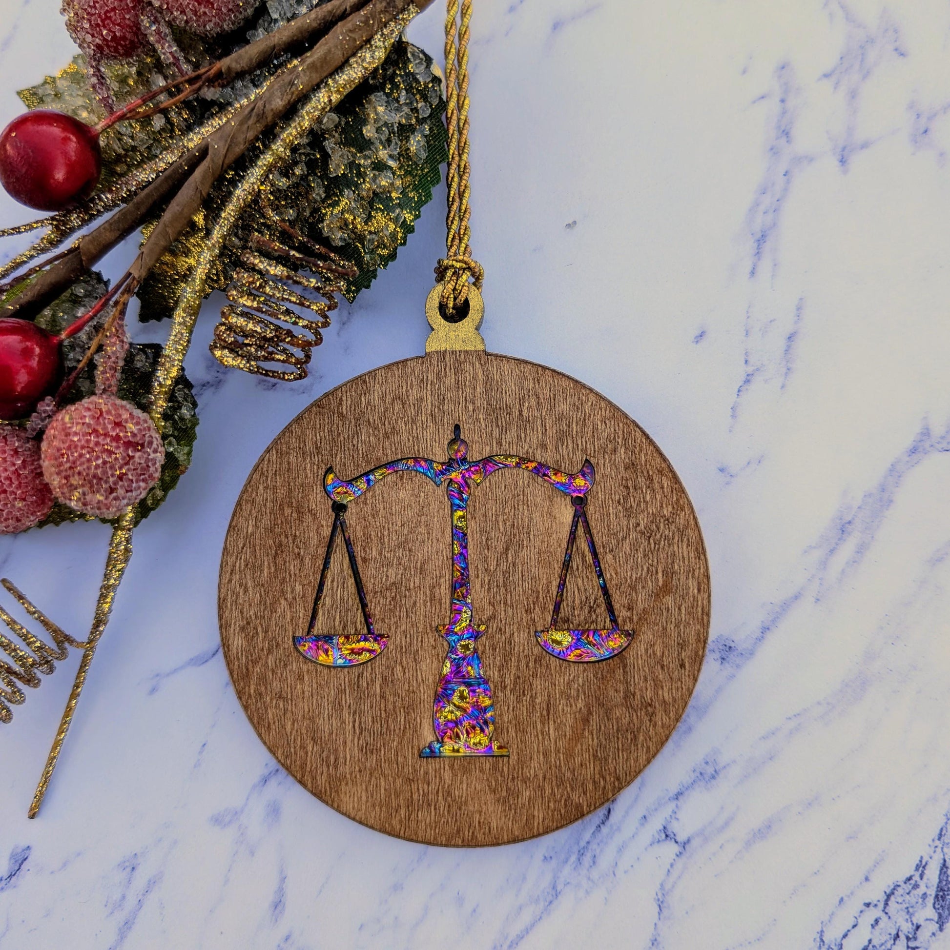 Custom Scales of Justice Lawyer Ornament - Judge Ornament Gift - Court Gift - Dichrolam Acrylic Dragon Scales Ornament - Thank You Gift