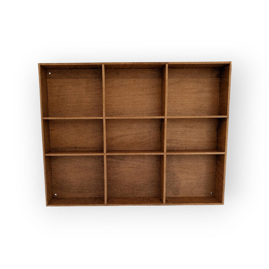 9 Compartment Wooden Display Shelf - Multiple Compartment Sizes - Trinket Shelf - Curio Cabinet