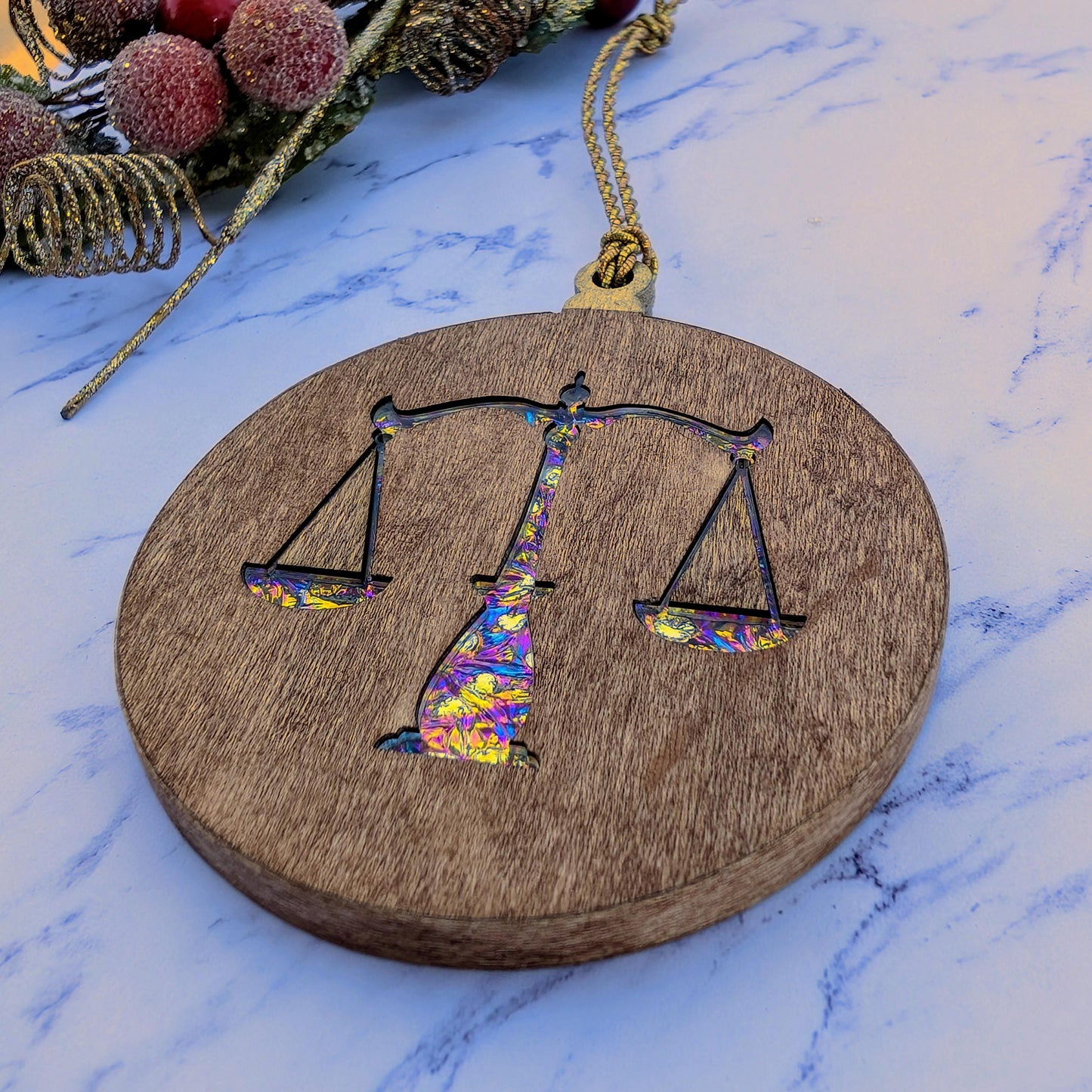 Custom Scales of Justice Lawyer Ornament - Judge Ornament Gift - Court Gift - Dichrolam Acrylic Dragon Scales Ornament - Thank You Gift