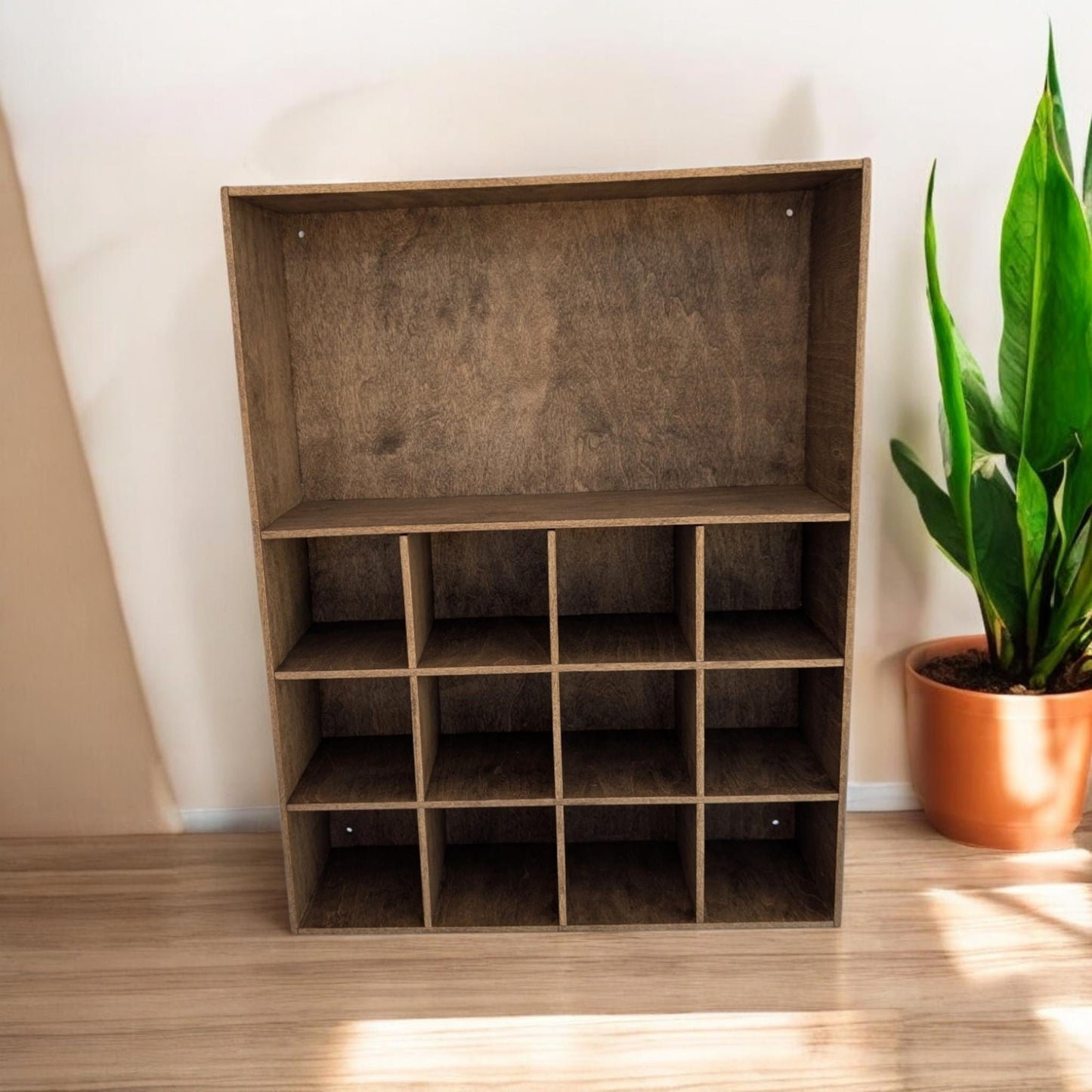 13 Compartment Wooden Display Shelf - 3.5x3.5 - Trinket Shelf - Curio Cabinet