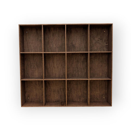 12 Compartment Wooden Display Shelf - 6x5 - Trinket Shelf - Curio Cabinet