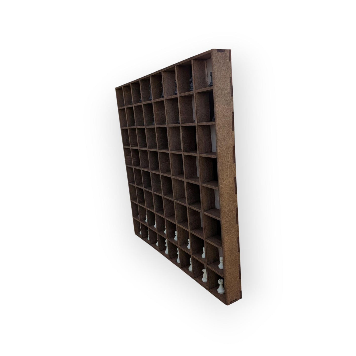 Wall mounted Chess Board Shadowbox- Standing Chess -Novelty Game Board - Gift for Him -Wooden Chess Board - Man Cave Decor -Miniature Chess