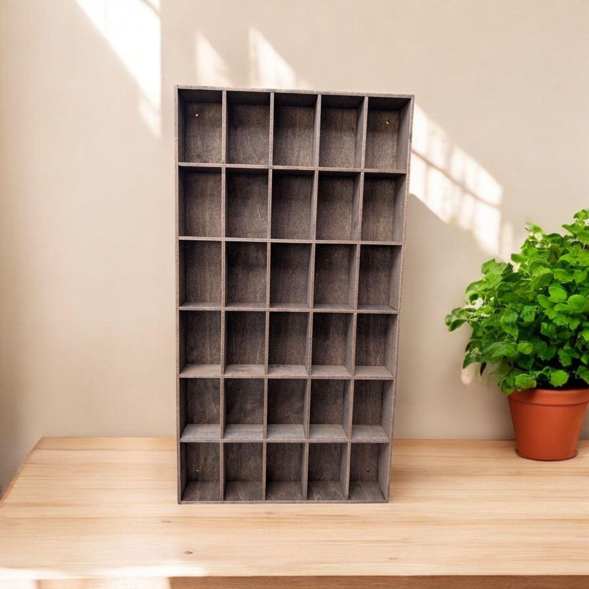 30 Compartment Wooden Display Shelf - 4x2.5 - Trinket Shelf - Curio Cabinet