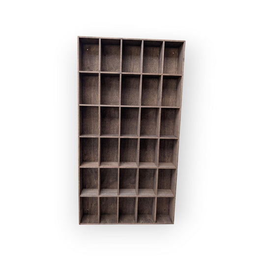30 Compartment Wooden Display Shelf - 4x2.5 - Trinket Shelf - Curio Cabinet