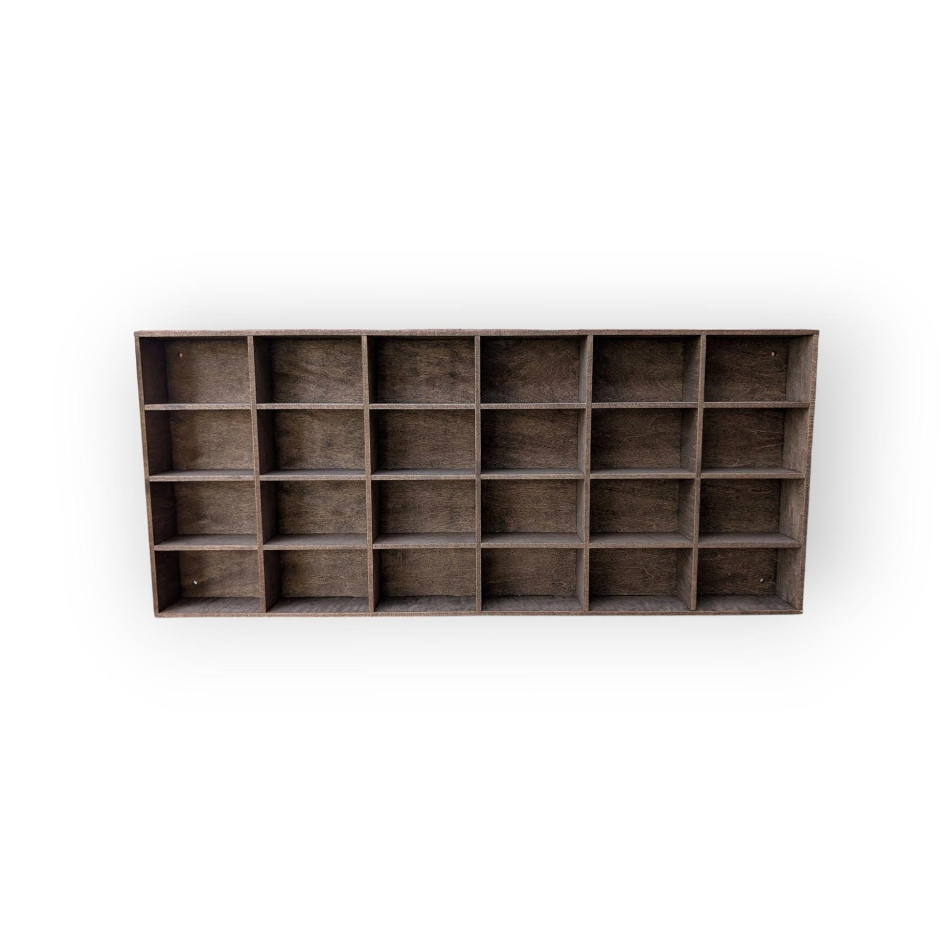 24 Compartment Wooden Display Shelf - 4x2.5 - Trinket Shelf - Curio Cabinet