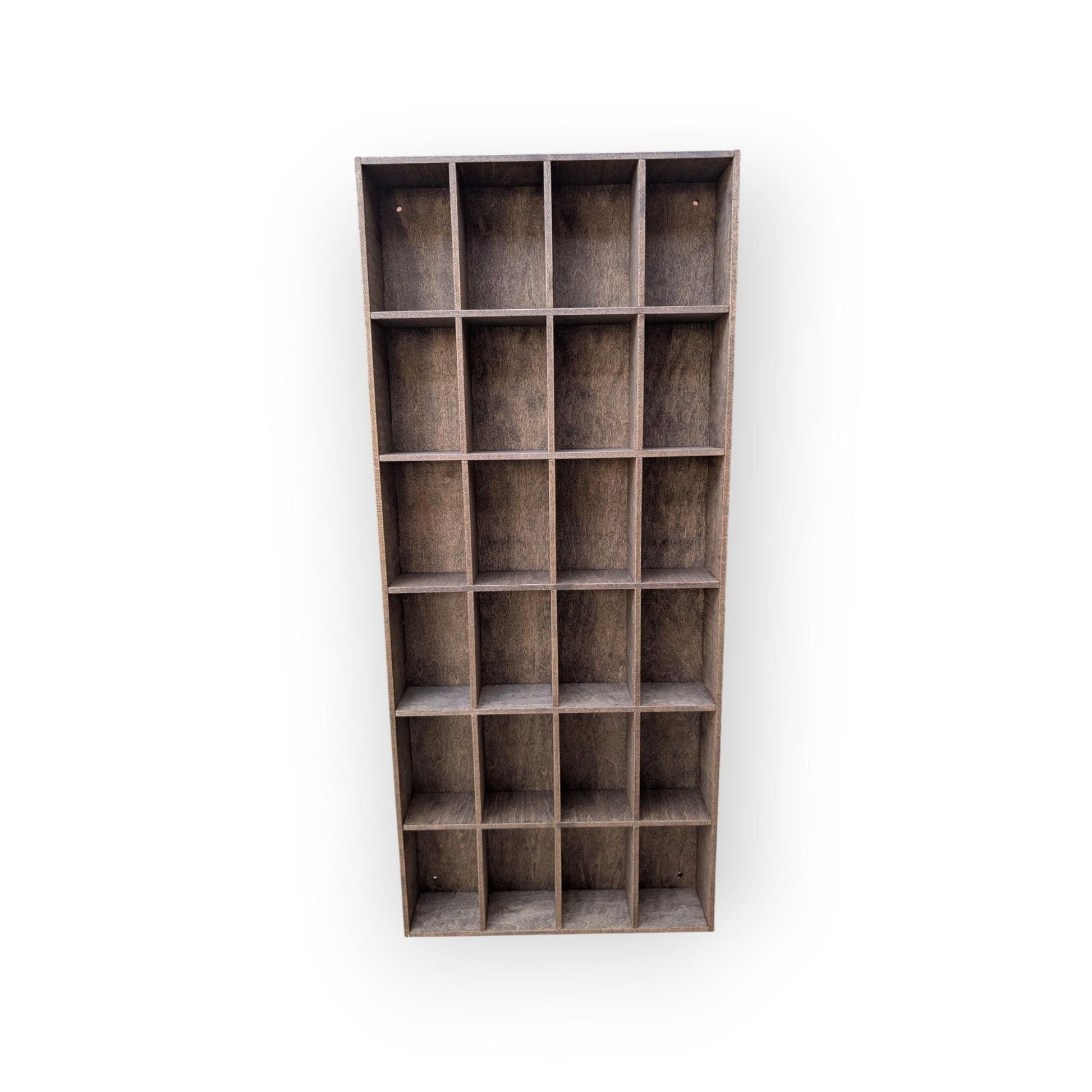 24 Compartment Wooden Display Shelf - 4x2.5 - Trinket Shelf - Curio Cabinet