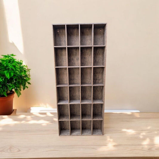 24 Compartment Wooden Display Shelf - 4x2.5 - Trinket Shelf - Curio Cabinet