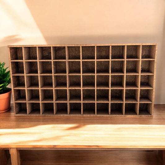 50 Compartment Wooden Display Shelf - 1.5x1.5 - Trinket Shelf - Curio Cabinet
