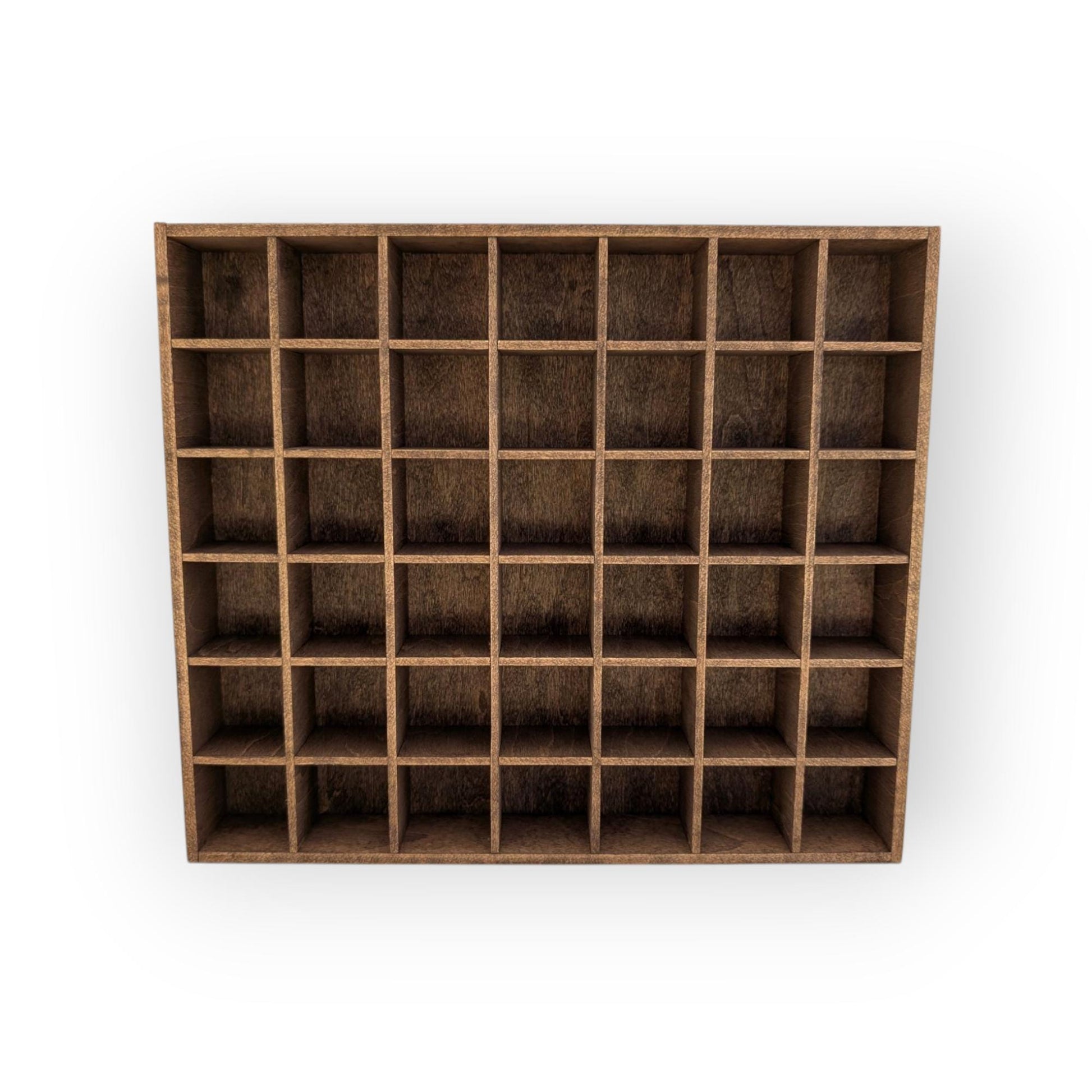 42 Compartment Wooden Display Shelf - 1.5x1.5 - Trinket Shelf - Curio Cabinet