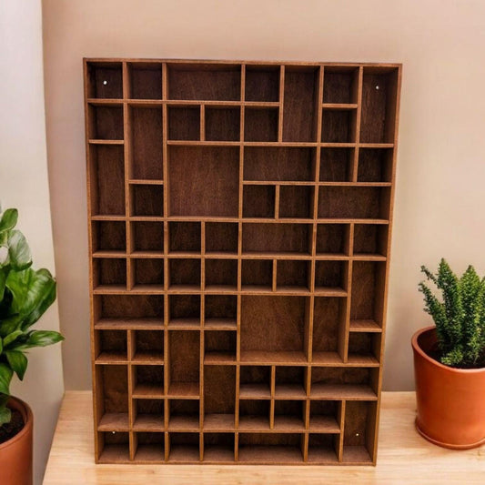 Multi Compartment Wooden Display Shelf-Crystal Display Shelf-Curio Cabinet- Knick Knack Display - Printer Tray -Figure Organizer Display #36