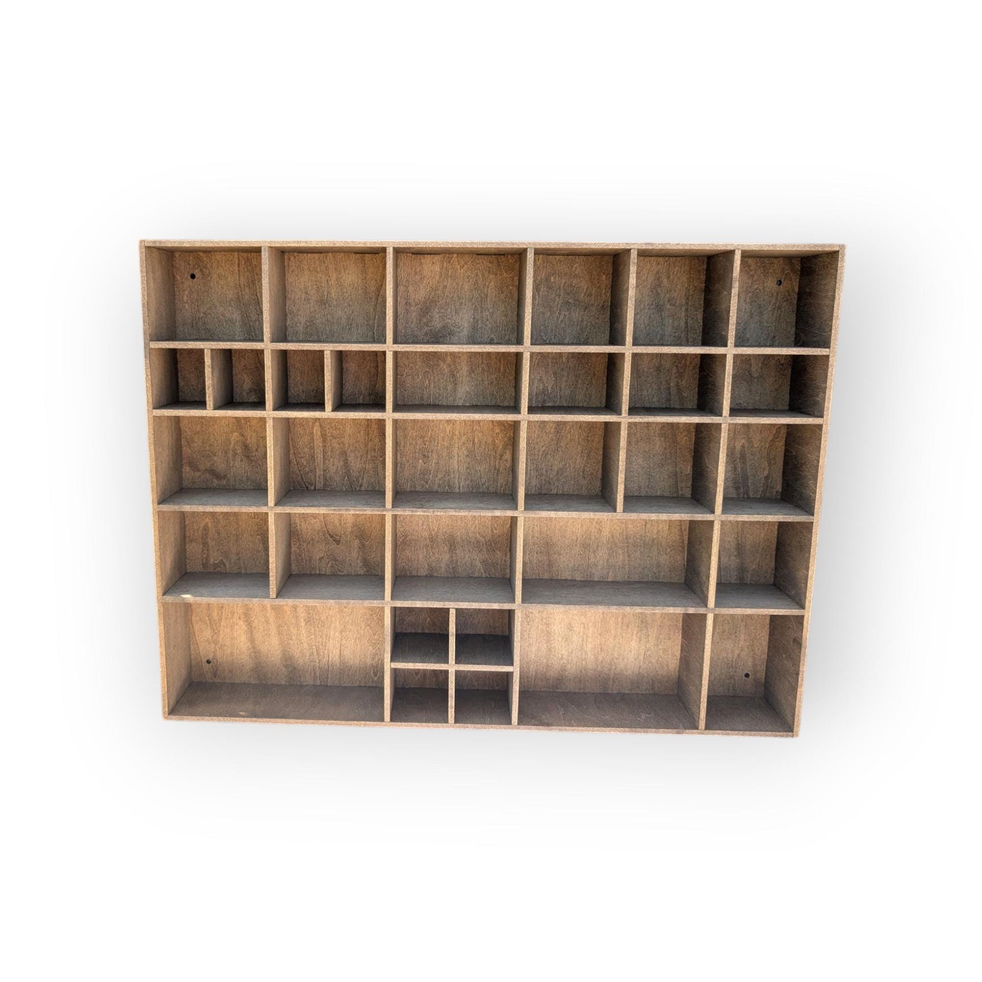 Multi Compartment Wooden Display Shelf-Crystal Display Shelf-Curio Cabinet- Knick Knack Display - Printer Tray -Figure Organizer Display #7d