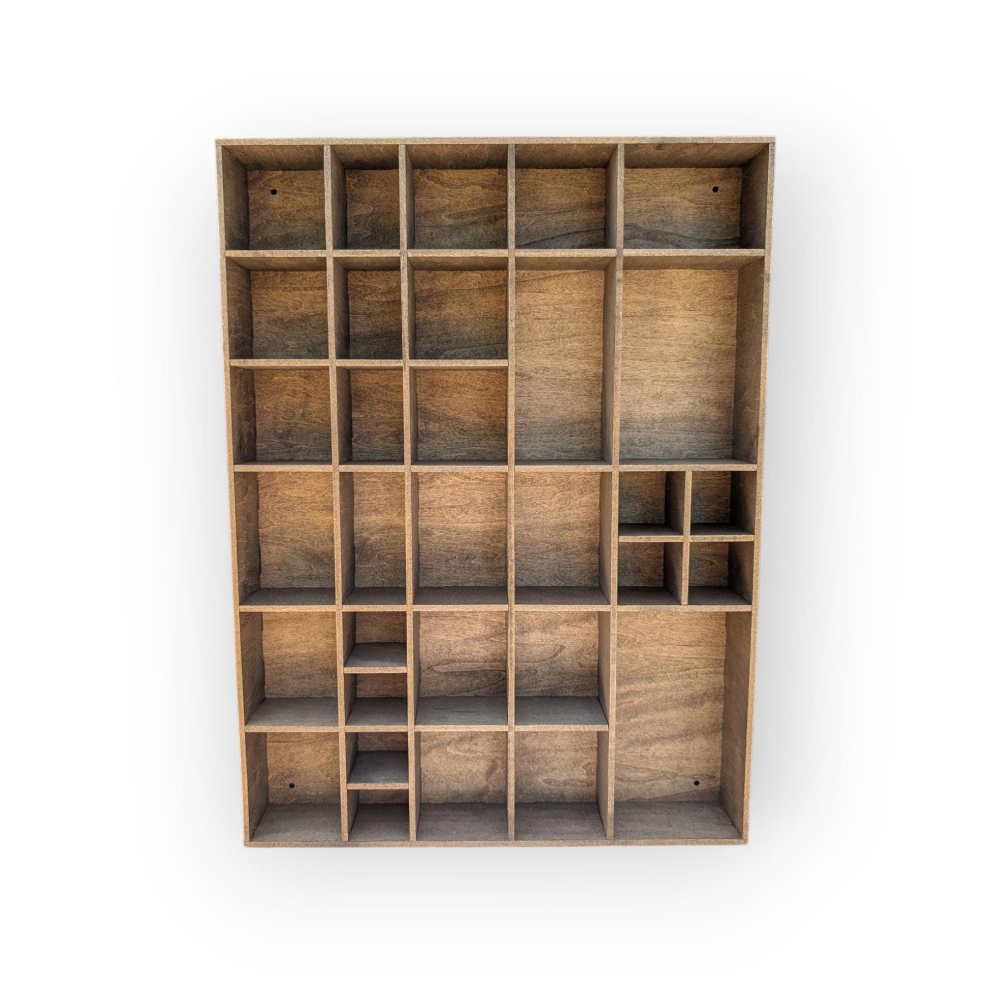 Multi Compartment Wooden Display Shelf-Crystal Display Shelf-Curio Cabinet- Knick Knack Display - Printer Tray -Figure Organizer Display #7d