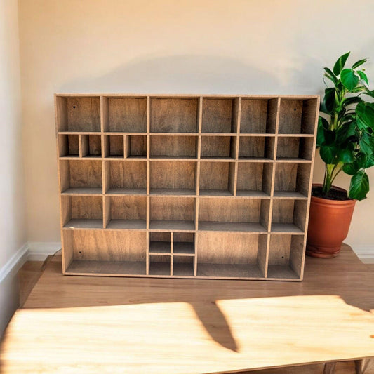 Multi Compartment Wooden Display Shelf-Crystal Display Shelf-Curio Cabinet- Knick Knack Display - Printer Tray -Figure Organizer Display #7d