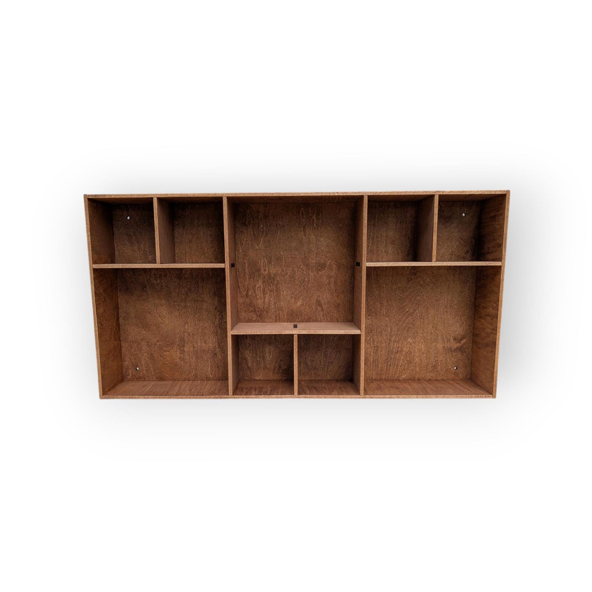 Multi Compartment Wooden Display Shelf-Crystal Display Shelf-Curio Cabinet- Knick Knack Display - Printer Tray -Figure Organizer Display #40