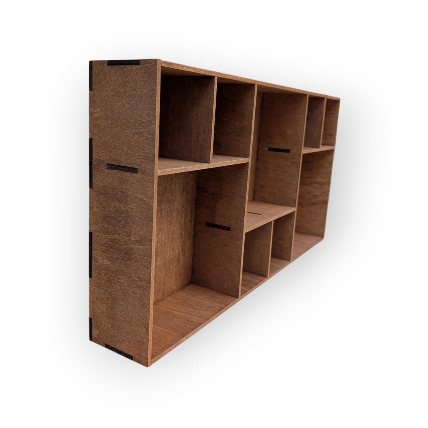 Multi Compartment Wooden Display Shelf-Crystal Display Shelf-Curio Cabinet- Knick Knack Display - Printer Tray -Figure Organizer Display #40