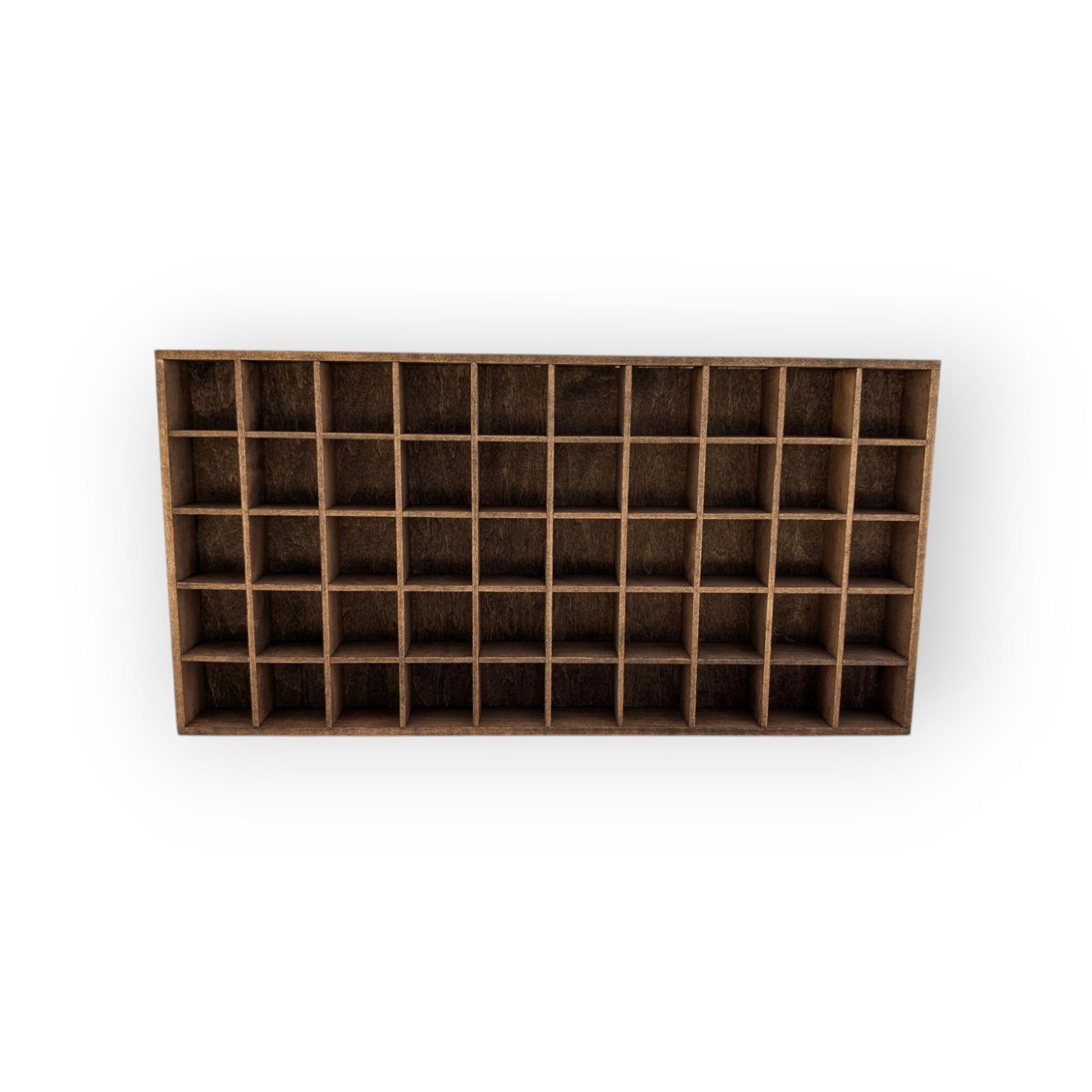50 Compartment Wooden Display Shelf - 1.5x1.5 - Trinket Shelf - Curio Cabinet