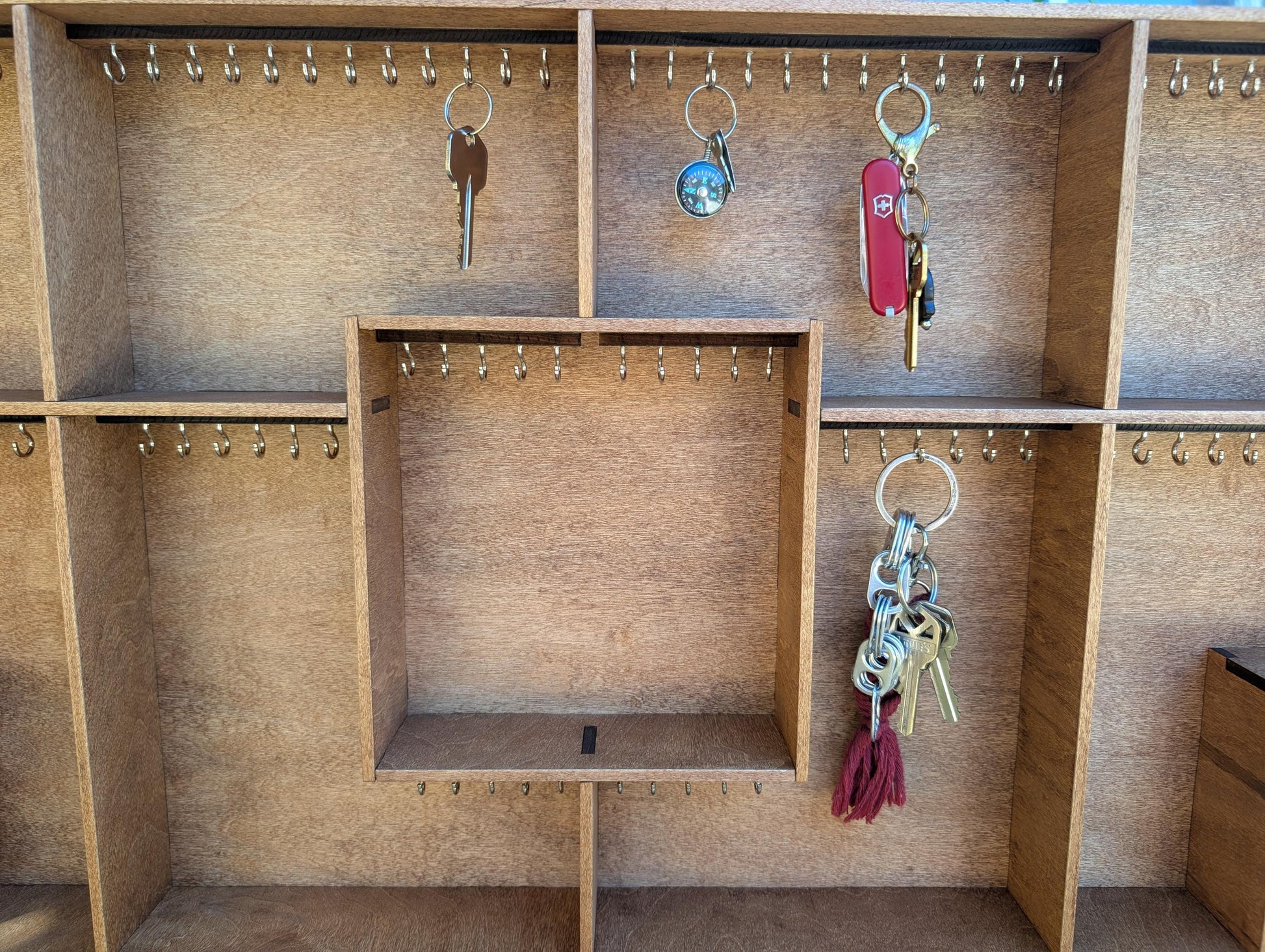 Shadow Box Wooden Display Shelf - Wall Cubby Shelf - Multiple Compartment Sizes - Trinket Shelf - Curio Cabinet