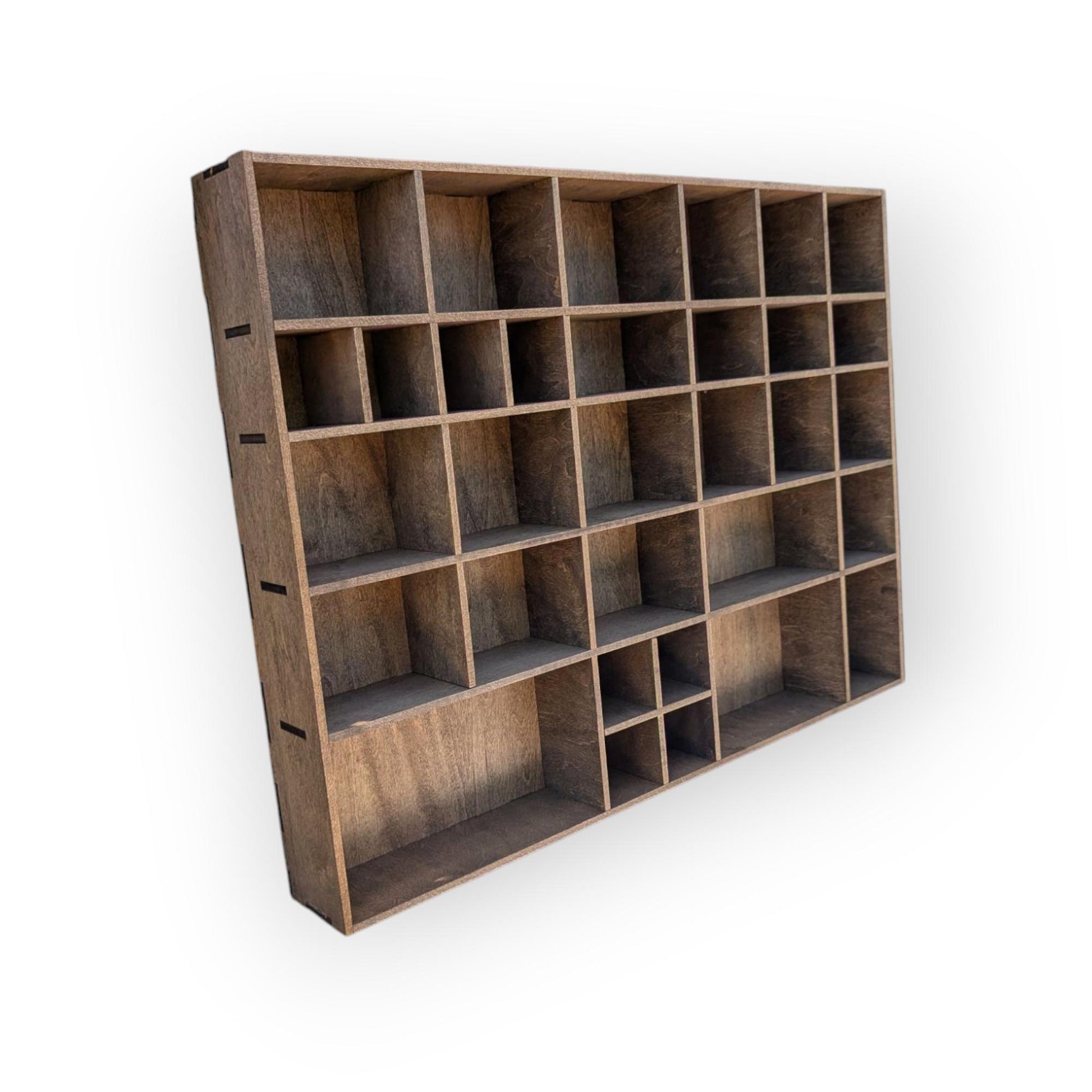Multi Compartment Wooden Display Shelf-Crystal Display Shelf-Curio Cabinet- Knick Knack Display - Printer Tray -Figure Organizer Display #7d