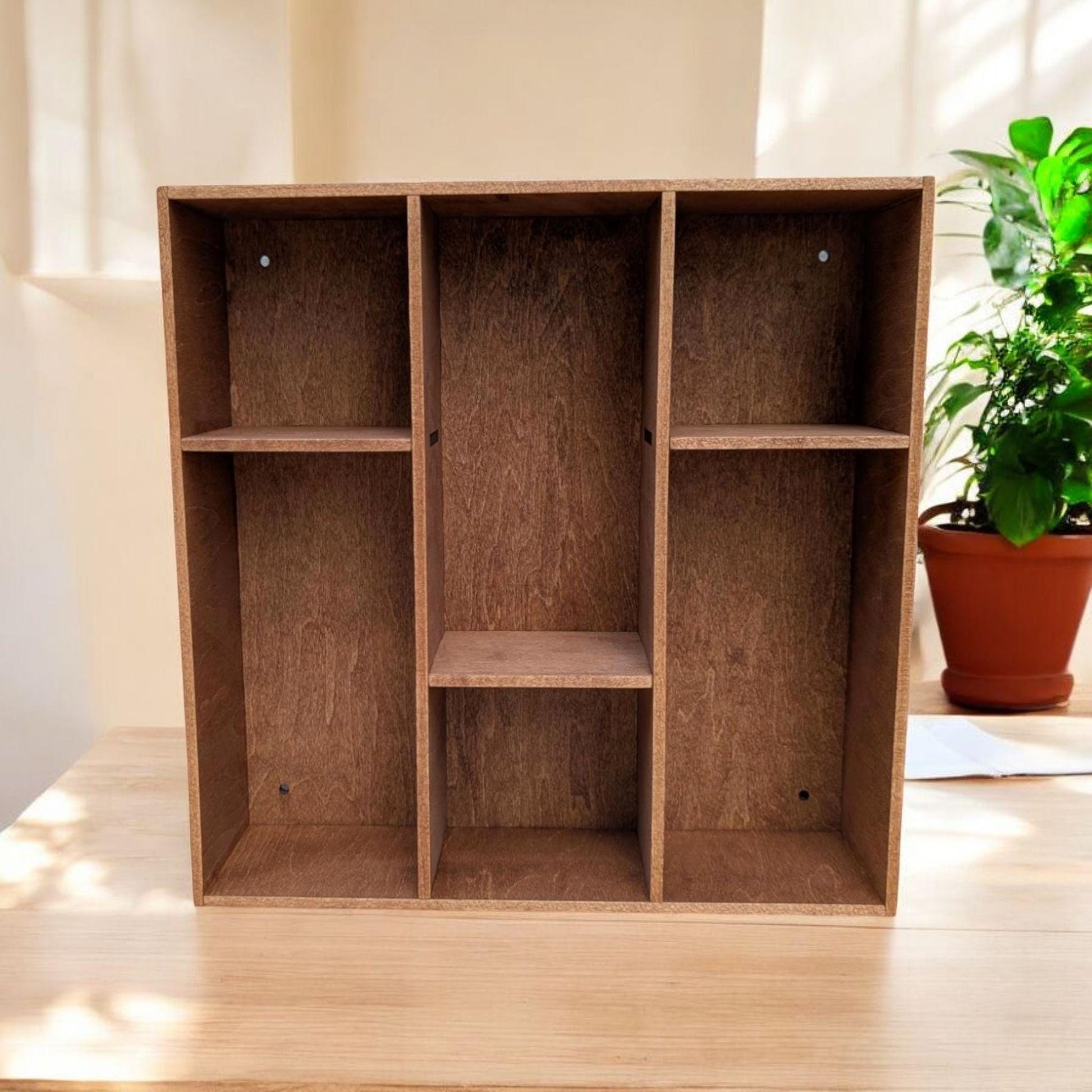Multi Compartment Wooden Display Shelf-Crystal Display Shelf-Curio Cabinet- Knick Knack Display - Printer Tray -Figure Organizer Display #41