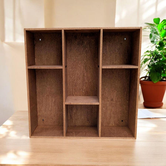 Multi Compartment Wooden Display Shelf-Crystal Display Shelf-Curio Cabinet- Knick Knack Display - Printer Tray -Figure Organizer Display #41