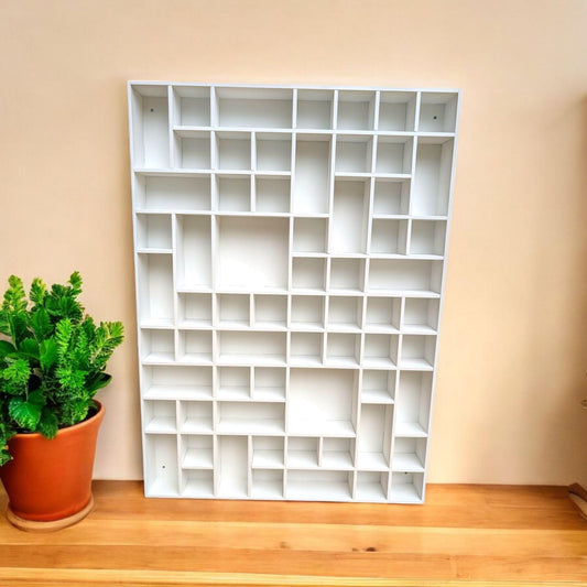 Multi Compartment Wooden Display Shelf-Crystal Display Shelf-Curio Cabinet- Knick Knack Display - Printer Tray -Figure Organizer Display #36