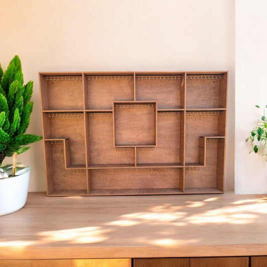 Shadow Box Wooden Display Shelf - Wall Cubby Shelf - Multiple Compartment Sizes - Trinket Shelf - Curio Cabinet