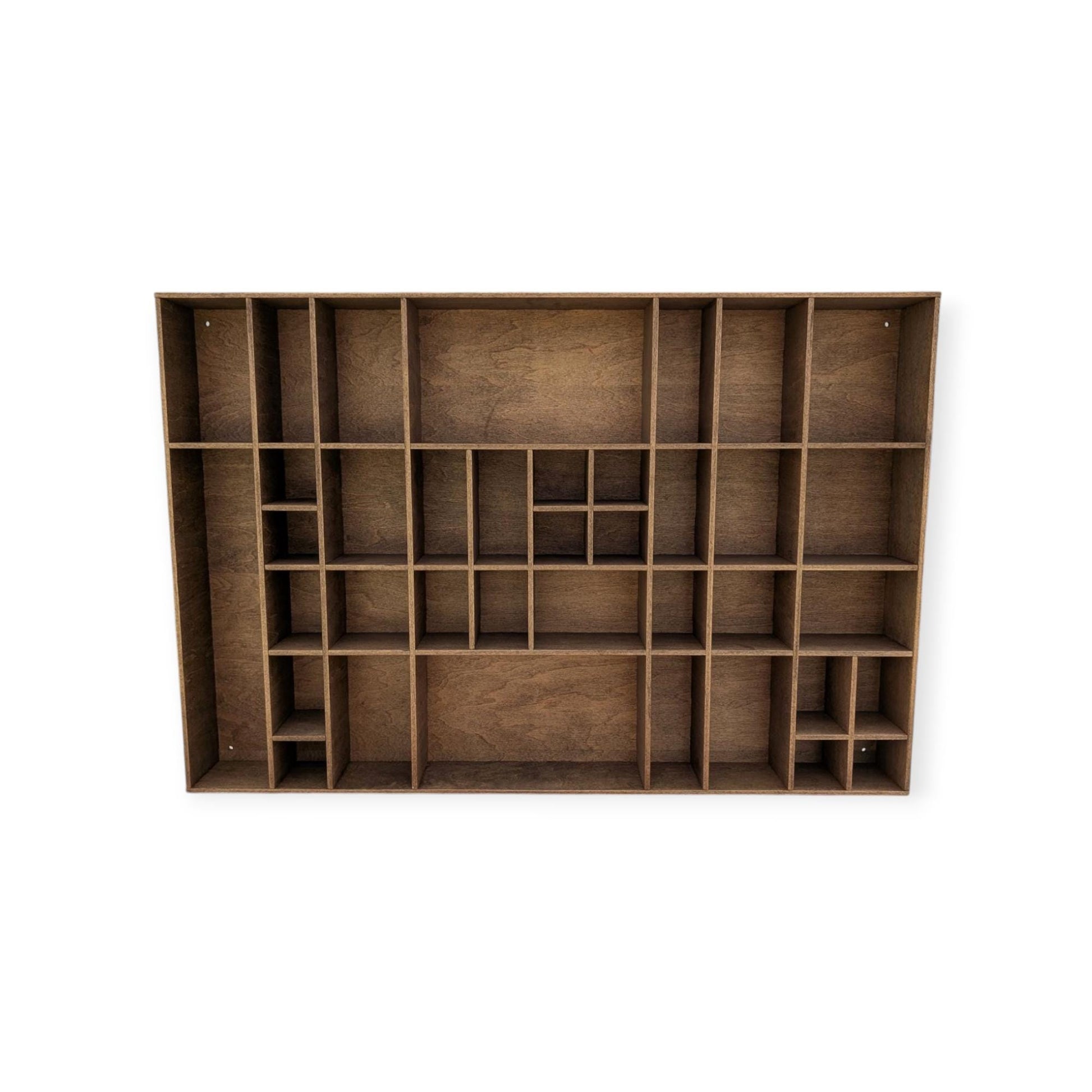 Multi Compartment Wooden Display Shelf-Crystal Display Shelf-Curio Cabinet- Knick Knack Display - Printer Tray -Figure Organizer Display #28