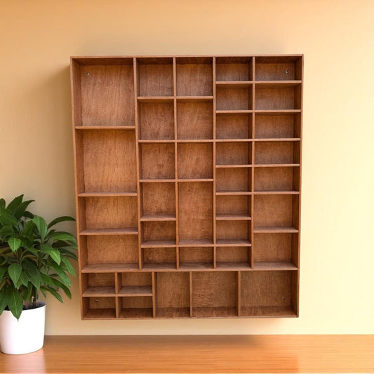 Multi Compartment Wooden Display Shelf-Crystal Display Shelf-Curio Cabinet- Knick Knack Display - Printer Tray -Figure Organizer Display #45
