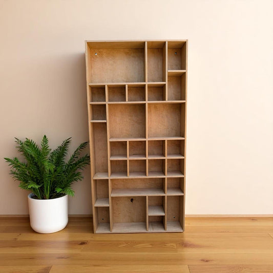 Multi Compartment Wooden Display Shelf-Crystal Display Shelf- Curio Cabinet- Knick Knack Display - Printer Tray-Figure Organizer Display #37