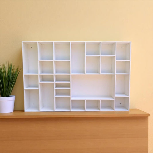 Multi Compartment Wooden Display Shelf -Crystal Display Shelf -Curio Cabinet- Knick Knack Display Printer Tray Figure Organizer Display #44a