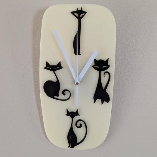 Mid Century Retro 50s Style Cat Clock - Atomic Clock - Kitchen Clock - MCM Decor - Mid Century Modern Clock -Funky Cat Clock - Diner Decor