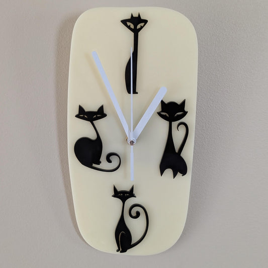 Mid Century Retro 50s Style Cat Clock - Atomic Clock - Kitchen Clock - MCM Decor - Mid Century Modern Clock -Funky Cat Clock - Diner Decor