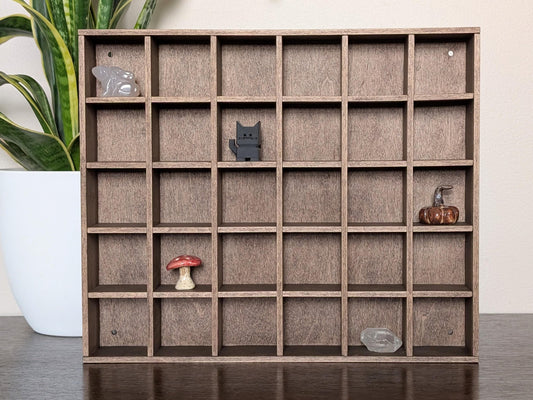 30 Compartment Wooden Display Shelf - 2x2 - Trinket Shelf - Curio Cabinet